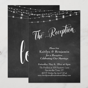 Invitación Las luces de cuerda de tipografía de la recepción