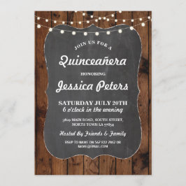Invitación Las luces de madera de Quinceanera de la tiza