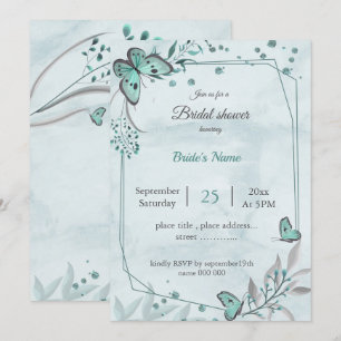 Invitación Las mariposas azules verde azuladas dejan una duch