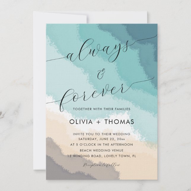 Invitación Las modernas olas de arena son siempre Bodas (Anverso)