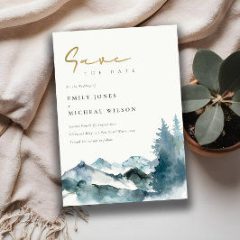 Invitación Las Montañas Azules De Rubor Gris Pine Salven La F