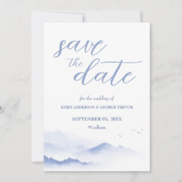 Invitación Las montañas azules y la boda de pájaros salvan la