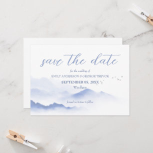 Invitación Las montañas azules y la boda de pájaros salvan la