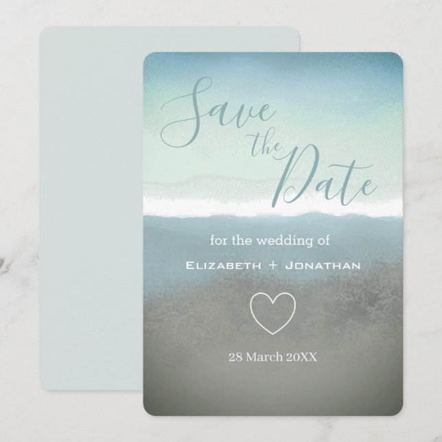 Invitación Las montañas Blue Ridge guardan la fecha (Anverso / Reverso)