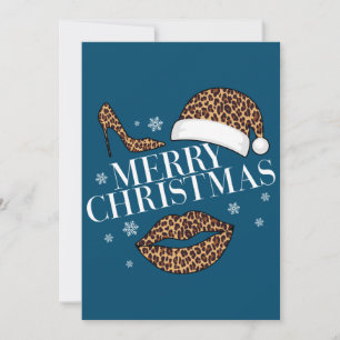 Invitación Las mujeres de Merry Christmas leopard print
