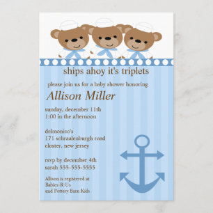Invitación Las naves Ahoy es Baby Shower del TRÍO