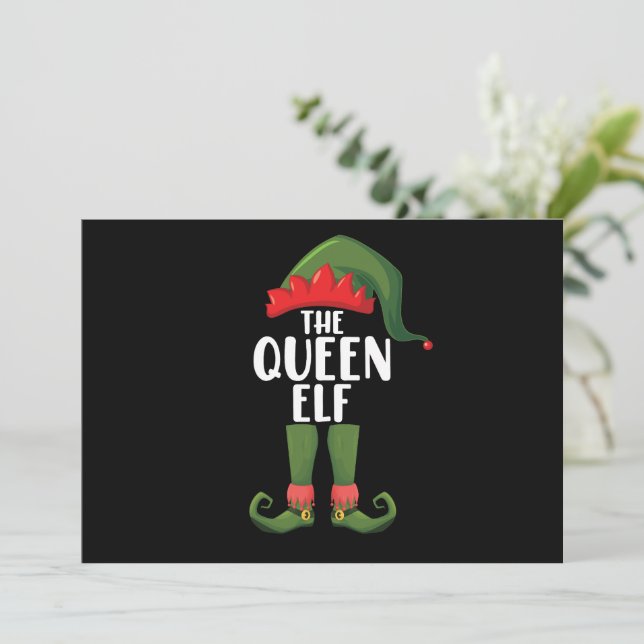 Invitación Las Navidades familiares de Elf Queen (Anverso de pie)