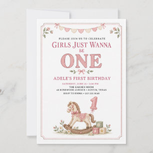 Invitación Las niñas solo quieren ser un cumpleaños de caball