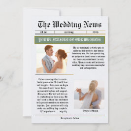 Invitación Las Noticias de la Boda Periódico Antiguo Boda