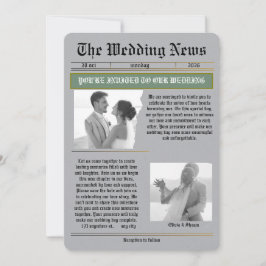 Invitación Las Noticias de la Boda Periódico Antiguo de Boda