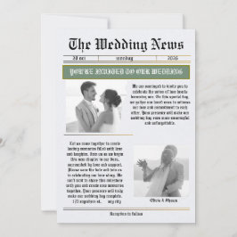 Invitación Las Noticias de la Boda Periódico Antiguo de Boda