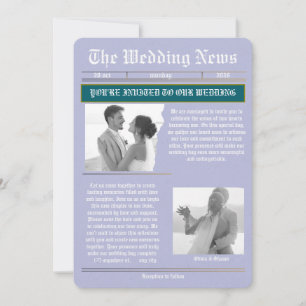 Invitación Las Noticias de la Boda Periódico Antiguo de Boda 