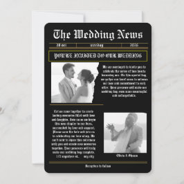 Invitación Las Noticias de la Boda Periódico Antiguo de Boda