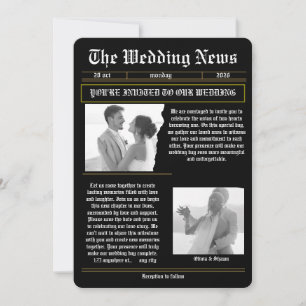 Invitación Las Noticias de la Boda Periódico Antiguo de Boda 