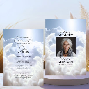 Invitación Las nubes blancas pampas celebración de la vida