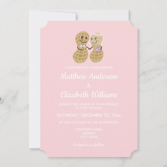 Invitación Las Nueces Entre Sí Elegante Boda Rosa (Anverso)