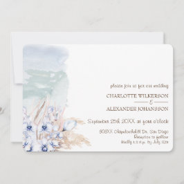 Invitación Las orquídeas azules de la playa Boho Beach cerca 