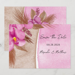 Invitación Las orquídeas de acuarela magenta guardan la fecha