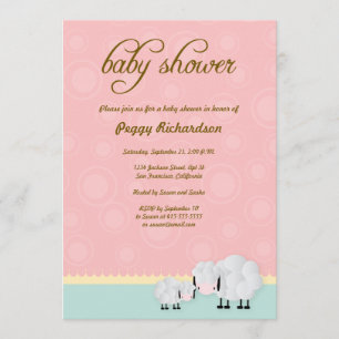 Invitación Las ovejas Baby Shower de la mamá y del bebé