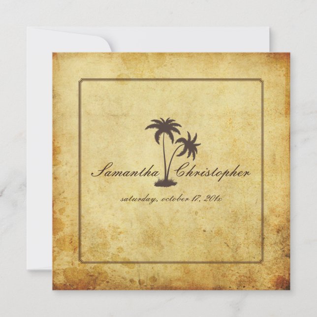Invitación Las palmas viejas de PixDezines, estilo bahama (Anverso)
