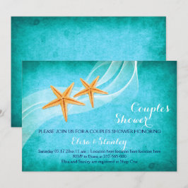 Invitación Las parejas de matrimonio turquesa en la playa de