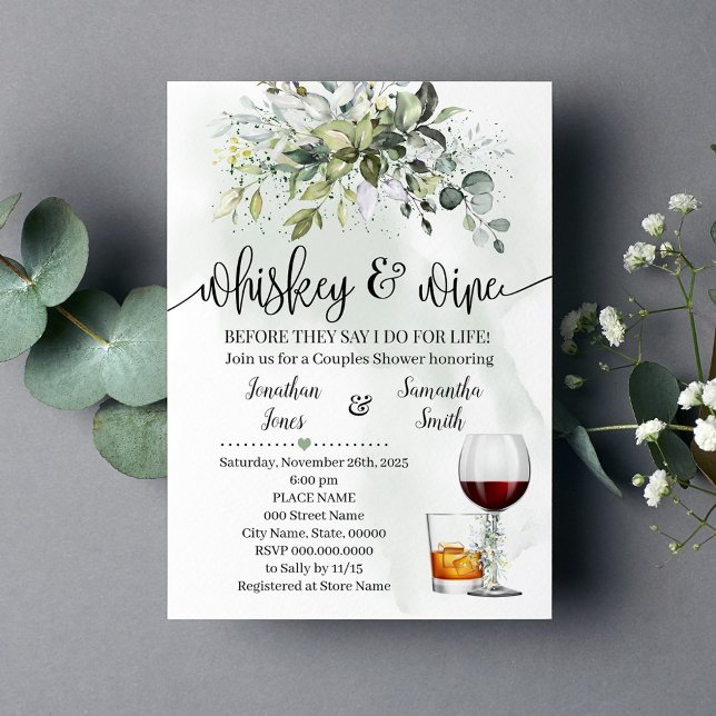 Invitación Las parejas de whisky y de vino duchan Eucalyptus (Subido por el creador)