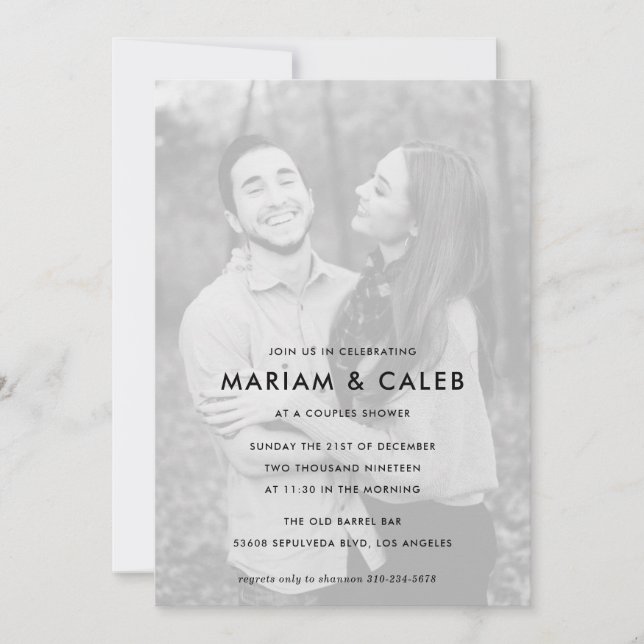 Invitación Las parejas duchan fotografías en blanco y negro (Anverso)