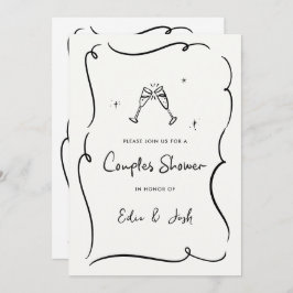 Invitación Las parejas duchan moderno natural elegante manusc