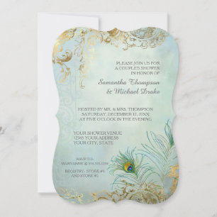 Invitación Las Parejas Duermen Paquetes De Pavo De Oro Elegan