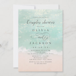 Invitación Las parejas elegantes de la playa del océano se du