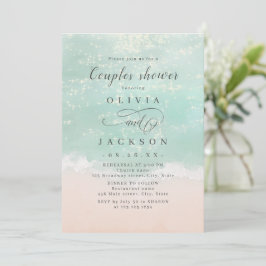 Invitación Las parejas elegantes de la playa del océano se du