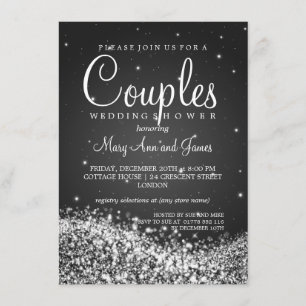 Invitación Las parejas elegantes duchan la onda brillante neg