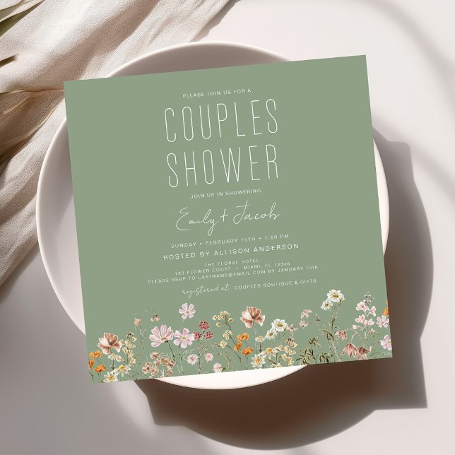 Invitación Las Parejas Modernas De Boho Flor Silvestre Ducha  (Subido por el creador)