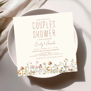 Invitación Las Parejas Modernas De Boho Flor Silvestre Ducha