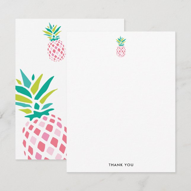 Invitación Las piñas rosadas bonitas le agradecen las (Anverso / Reverso)