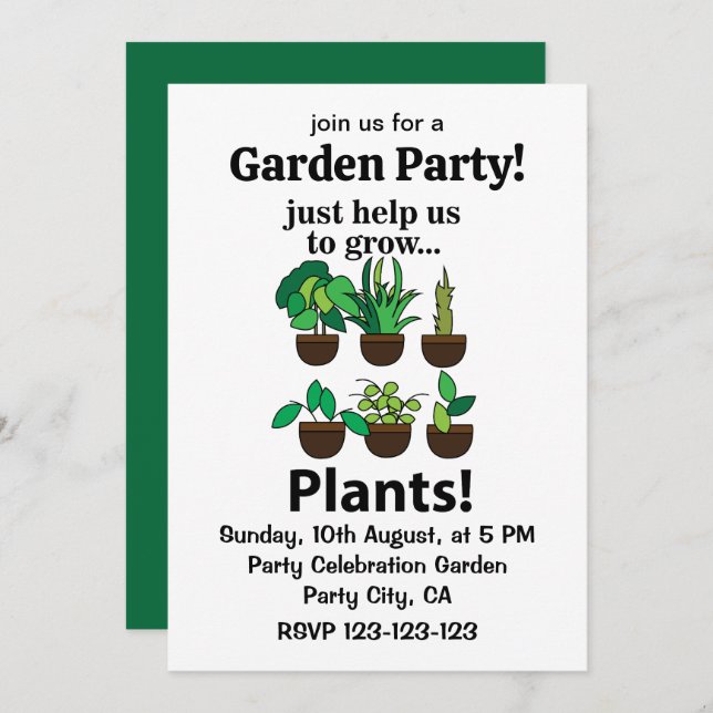 Invitación Las Plantas Simplemente Nos Ayudan A Crecer Planta (Anverso / Reverso)