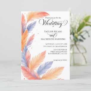 Invitación Las plumas de Boho y el elegante boda de guiones