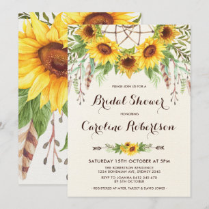 Invitación Las plumas de la ducha nupcial nupcial del Boho Su