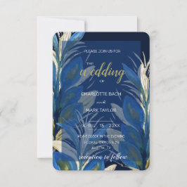 Invitación Las plumas de pavo real azul dejan acuarela