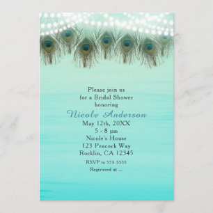 Invitación Las plumas de pavo real y las cuerdas iluminan la
