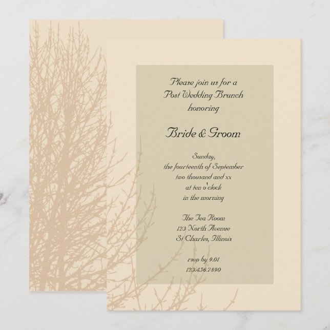 Invitación Las ramas de la naturaleza post Boda Brunch (Anverso / Reverso)