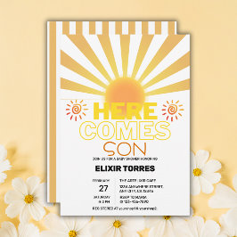 Invitación Las Rayas Amarillas Aquí Vienen El Baby Shower Del