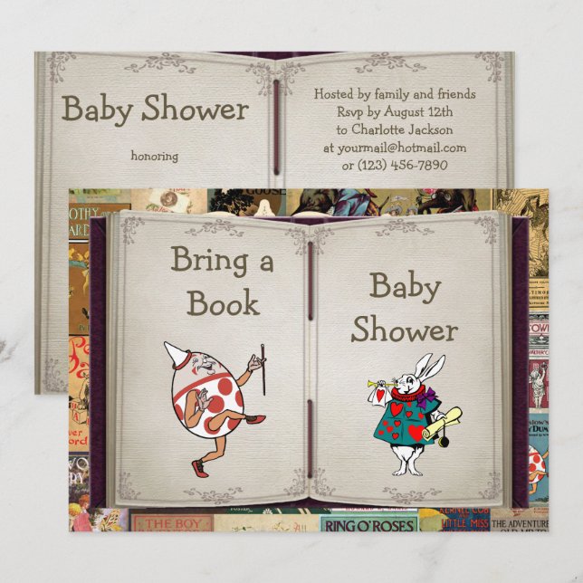Invitación Las rimas de las guarderías traen un libro de Baby (Anverso / Reverso)