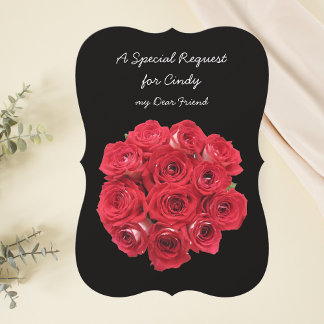 Invitación Las rosas rojas de la dama de honor en negro