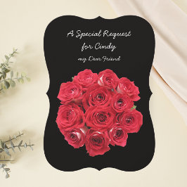Invitación Las rosas rojas de la dama de honor en negro