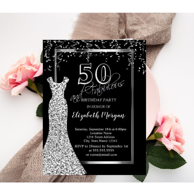 Invitación Las secuencias plateadas se visten el cumpleaños 5 (Subido por el creador)