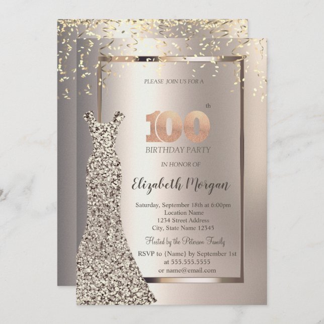 Invitación Las secuencias se visten de confetti marfil 100 cu (Anverso / Reverso)