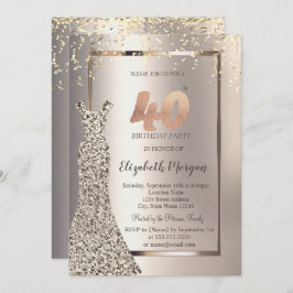 Invitación Las Secuencias Vestieron Confetti Marfil 40 cumple