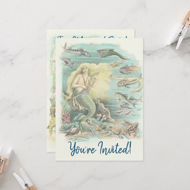 Invitación Las sirenas ventilares bajo el Fiesta del mar (Anverso/Reverso In Situ)