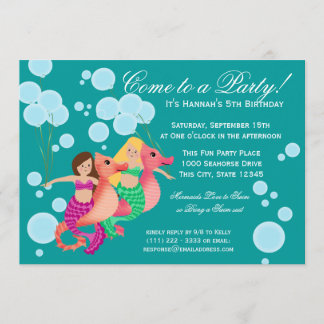 Invitación Las Sirenas y los Globos Nadan Fiesta